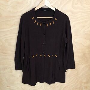 Fa Concept Cárdigan Sweater Chocolate Brown Pockets Comfy Women Size 3.